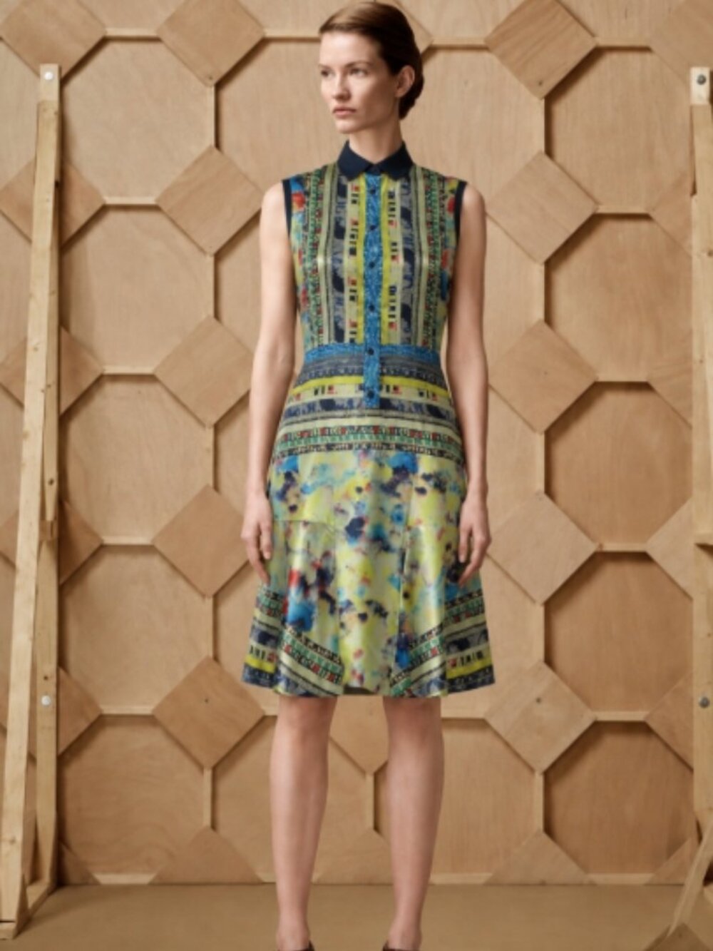 NWOT Yigal Azrouel Multicolor Abstract Neon Collared A-Line Shirtdress XS $450